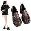 Thick Soled Black Small Leather Shoes for Women 2025 New British Style Thick Soled High Heels Fashion Trend Casual Loafers