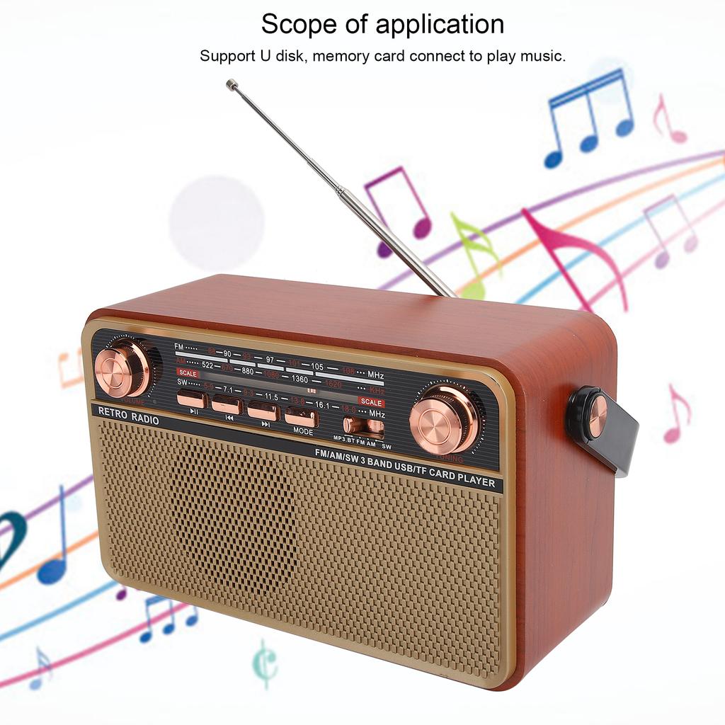 FM/AM/SW Radio Home Supplies FM/AM/SW Radio Portable USB Charging Radio Receiver for U Disk Bluetooth Memory Card Home USB Radio