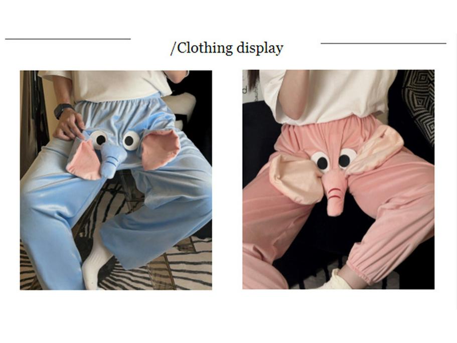 Spring and Autumn 3D Cute Elephant Loose Sleep Pants for Kids & Couples