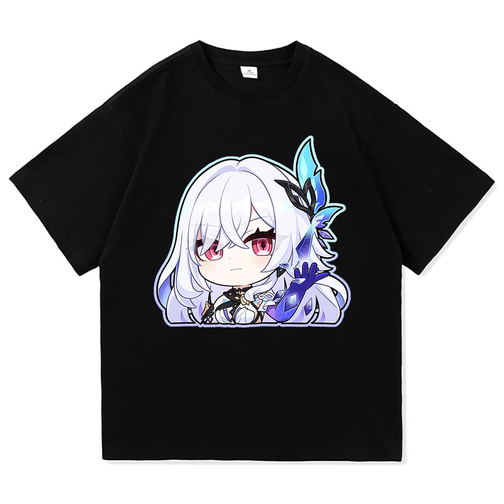 Футболка Genshin Impact Skirk Горячая Мода Мужская/Женская Эстетичная Смешная Милая Графическая Футболка Высокого Качества Повседневные Хлопковые Футболки