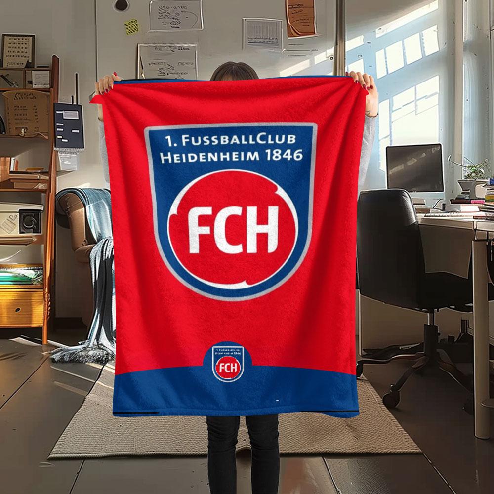 1PC 1. FC Heidenheim Patterned Flannel Blanket Suitable For All Seasons for Home Decor Warmth and Comfort Gifts Holiday Present