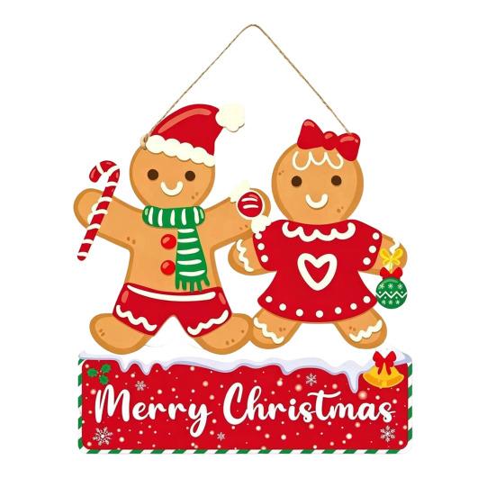 Winter Festive Home Decorations Christmas Wooden Sign Hanging Ornament, Multi-Layer Tree Wood Plaque Rustic Holiday Wall Decor with Rope, Merry