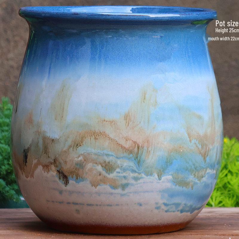 Большой Ручной Глиняный Керамический Цветочный Горшок – Дышащий Высокий Горшок для Суккулентов, Бугенвиллии, Стрелиции, Горшок из Фиолетовой Глины