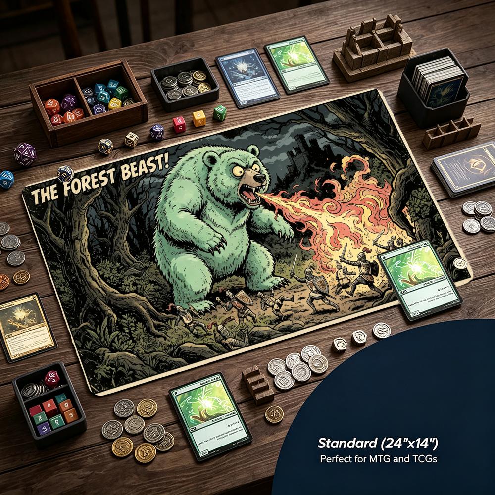 Ретро Комикс Лесной Пожар Медведь Коврик для Мыши Игровой Коврик 24"X14" MTG TCG Офисный Коврик для Стола для Работы Игры ПК Ноутбука Ковер Коврик для Мыши Подарок
