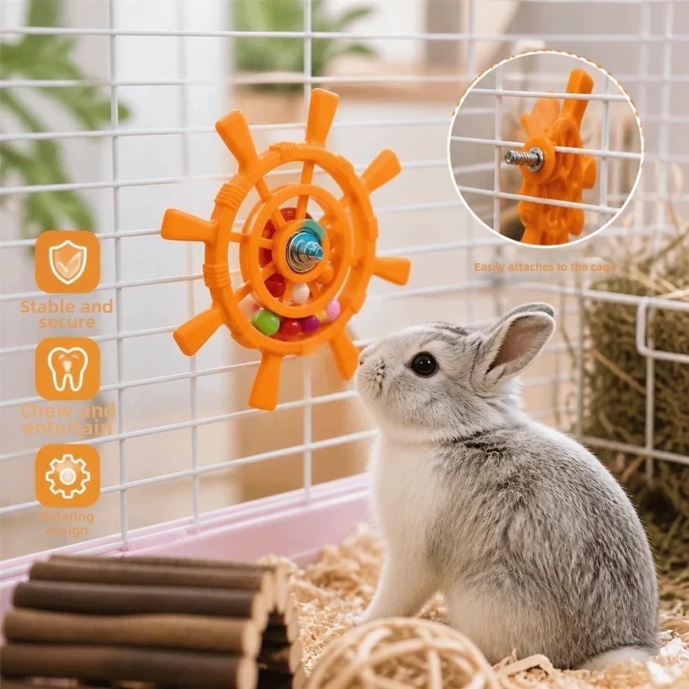 Bite Resistant Interactive Spinning Wheel Rudder Shaped Parrots Rotating Toys Entertainment