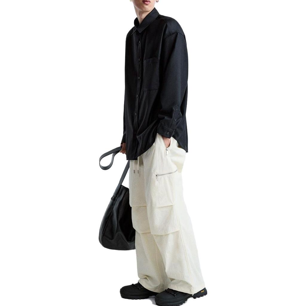 Zara X Maison Special Collaboration Solid Color Pointed Collar Long Sleeve Shirt Men Shirts Black 09621600800-33