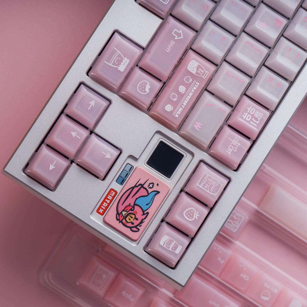 SOULCAT Strawberry Milk Keycap PC 138Key Custom Cute Keyboard Cap Cherry Profile KeyCap for Mechanical Keyboard Accessories Gift