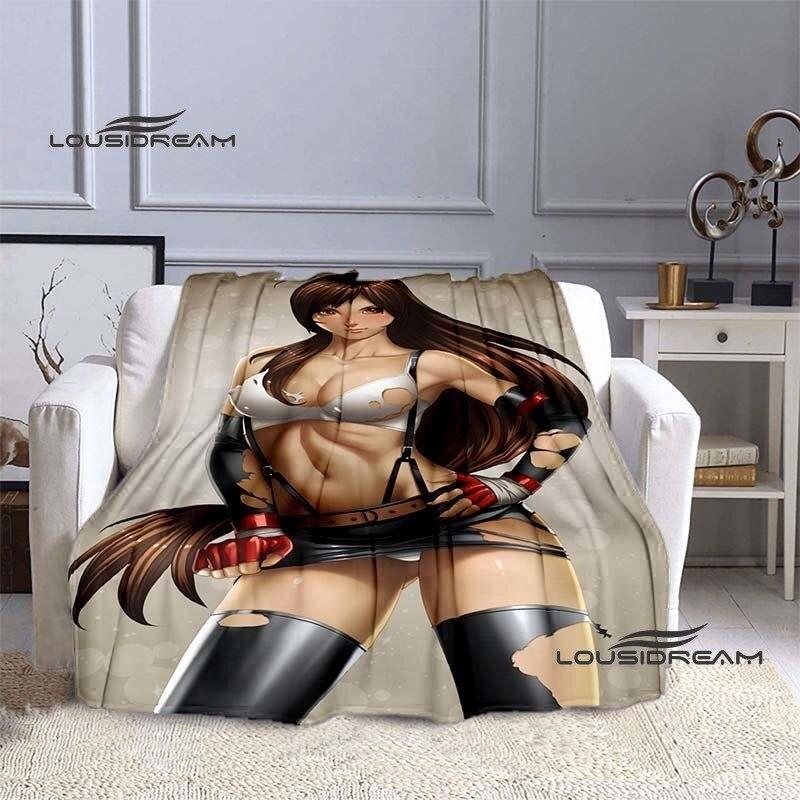 FINAL FANTASY Tifa Aerith Blanket Sexy Beauties Flannel Blanket Adults and Children Bedroom Coverlet Sofa Camping Warm Blanket