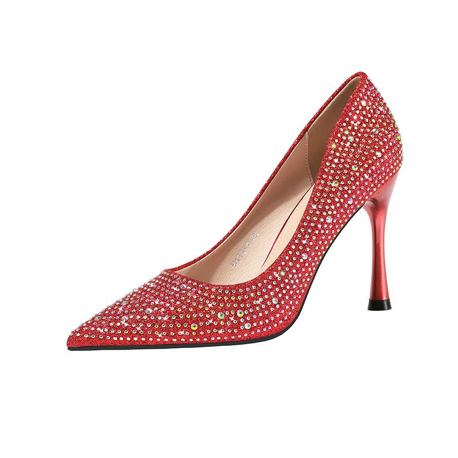 Модные женские босоножки с острым носком для ночного клуба, тонкие женские туфли-шпильки, туфли на высоком каблуке со стразами и пайетками