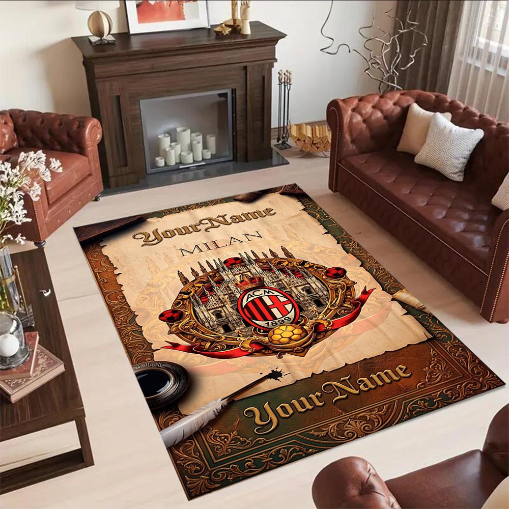 Ac Milan Customized Name Area Rug Design for Entryway Bedrooms Foyer Balcony Anti-slip Rug Decorate Offices Gift for Festivals