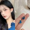Cute Korean Earrings Heart Bling Zircon Vintage Dark Green Versatile Gold Color Earring for Women Fashion Jewelry 2024 New Gift