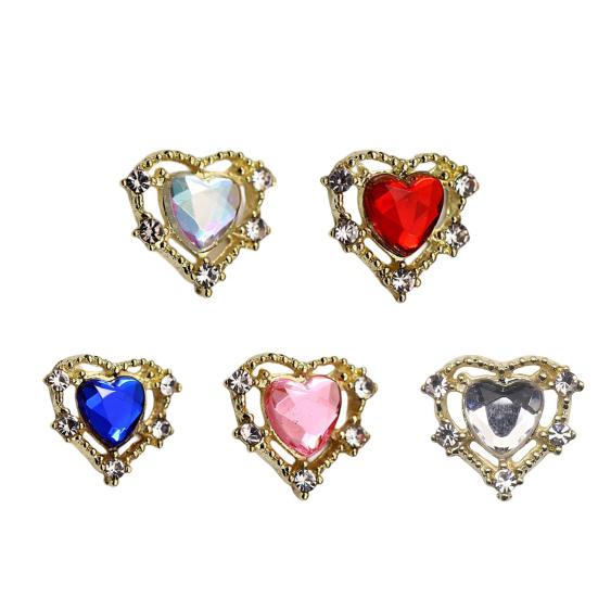 10 шт. Маникюрный декор, сверкающий, потрясающий визуальный эффект, трехмерное сердце для ногтей своими руками, красочные искусственные алмазные украшения для ногтей, принадлежности для ногтей