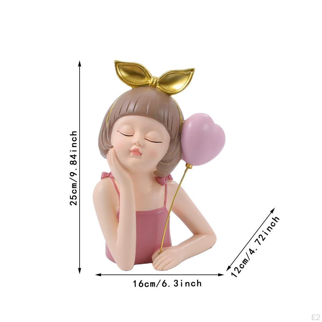 Cartoon Girl Figure Sculpture 6.3x4.72x9.84inch Collectible Tabletop Display for Shelf
