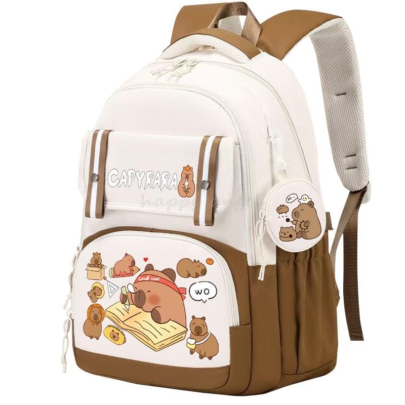 Stylish Kawaii Capybara Computer Backpack College School Casual Daypack Teens Bag Large Capacity Adjustable Strap Schoolbag