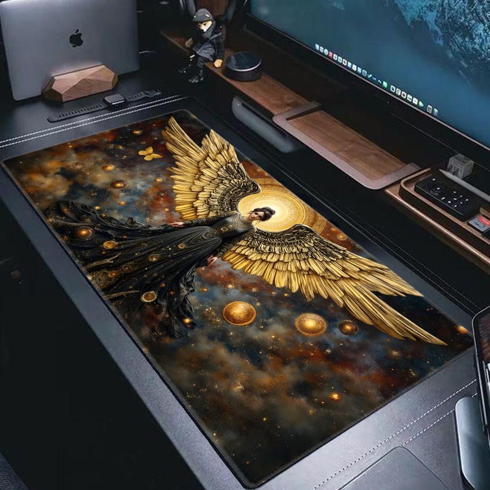 Gorgeous Angel Golden Wings Mouse Pad Card Game Mat Large Computer Offices Mousepad Anti-slip for MTG DTCG CCG RPG Trading Mats