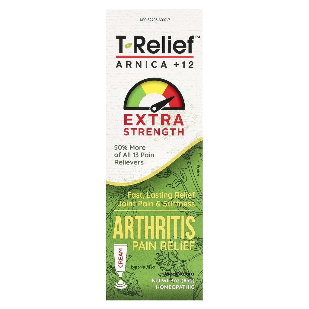 MediNatura T-Relief, Arthritis Pain Relief Cream with Arnica and 12 Pain Relieving Ingredients, 2 Oz (57 G)