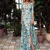 Элегантное принтованное тонкое длинное платье с высокой талией для женщин на летний отпуск сексуальное вечернее платье с V-образным вырезом повседневное Vestido De Mujer 26179