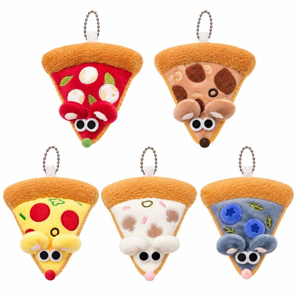 Cute Pizza Slice Plush Charm Exquisite Embroidery Stuffed Pizza Toy New Cartoon Mouse Pendant