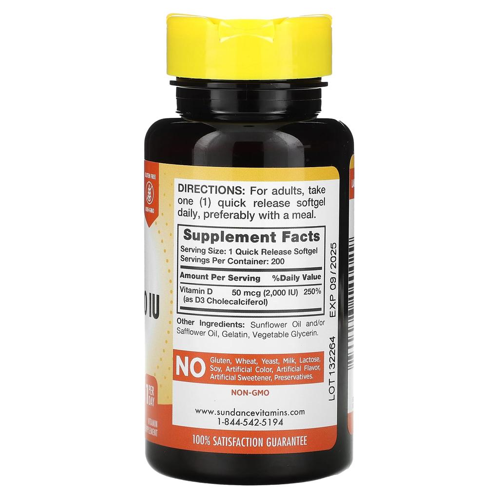 High Potency D3, 50Mcg (2,000Iu), 200 Rapid Release Softgels