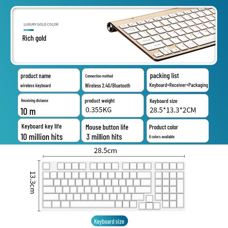 Ультратонкая беспроводная мини-клавиатура 2.4G с ножничным механизмом для настольного компьютера и планшета