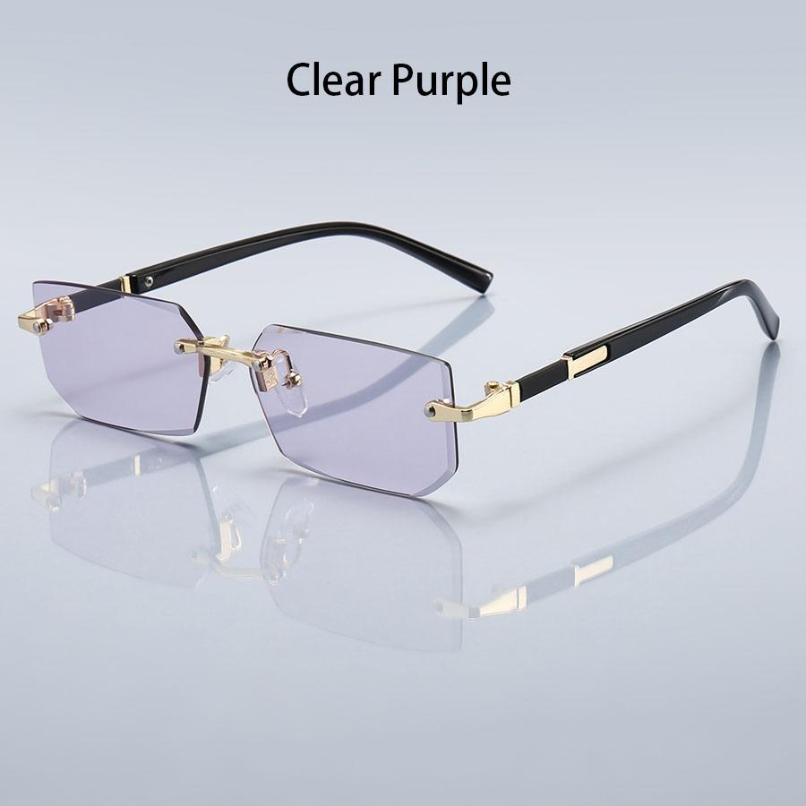 Роскошные безободковые прямоугольные солнцезащитные очки с градиентными линзами унисекс, модные защитные очки, женские, мужские, цветные линзы, очки с металлической оправой
