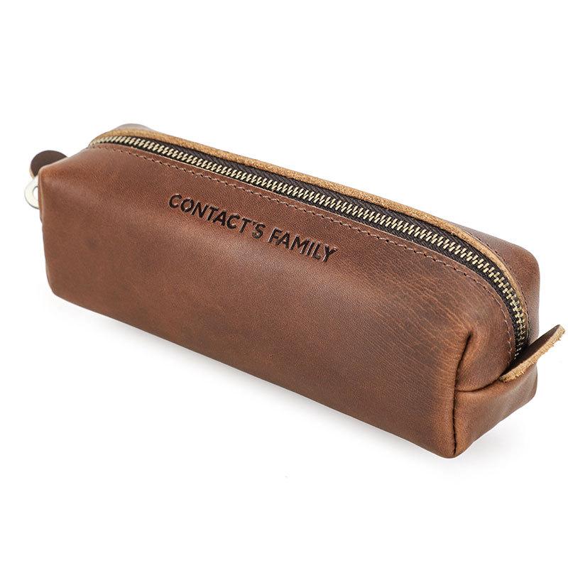 High Capacity Retro Leather Pencil Case Business and School Office Pen Bag Pouch for Kids and Girls Stationery Supplies