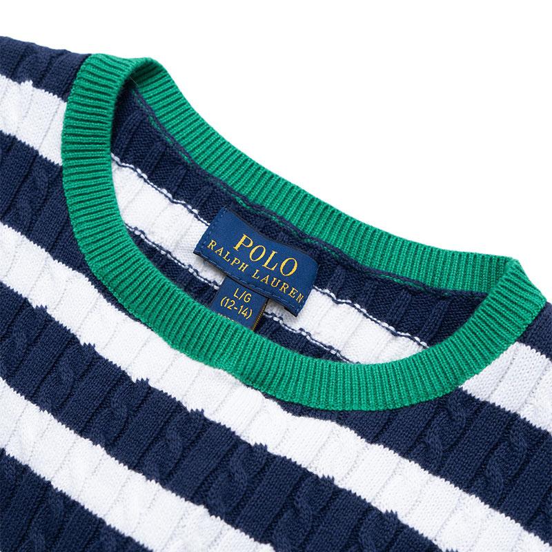 Комплект платьев Polo Ralph Lauren В полоску Хлопковый трикотаж Вышивка пони Детское платье CWPO2STG2U20034-410