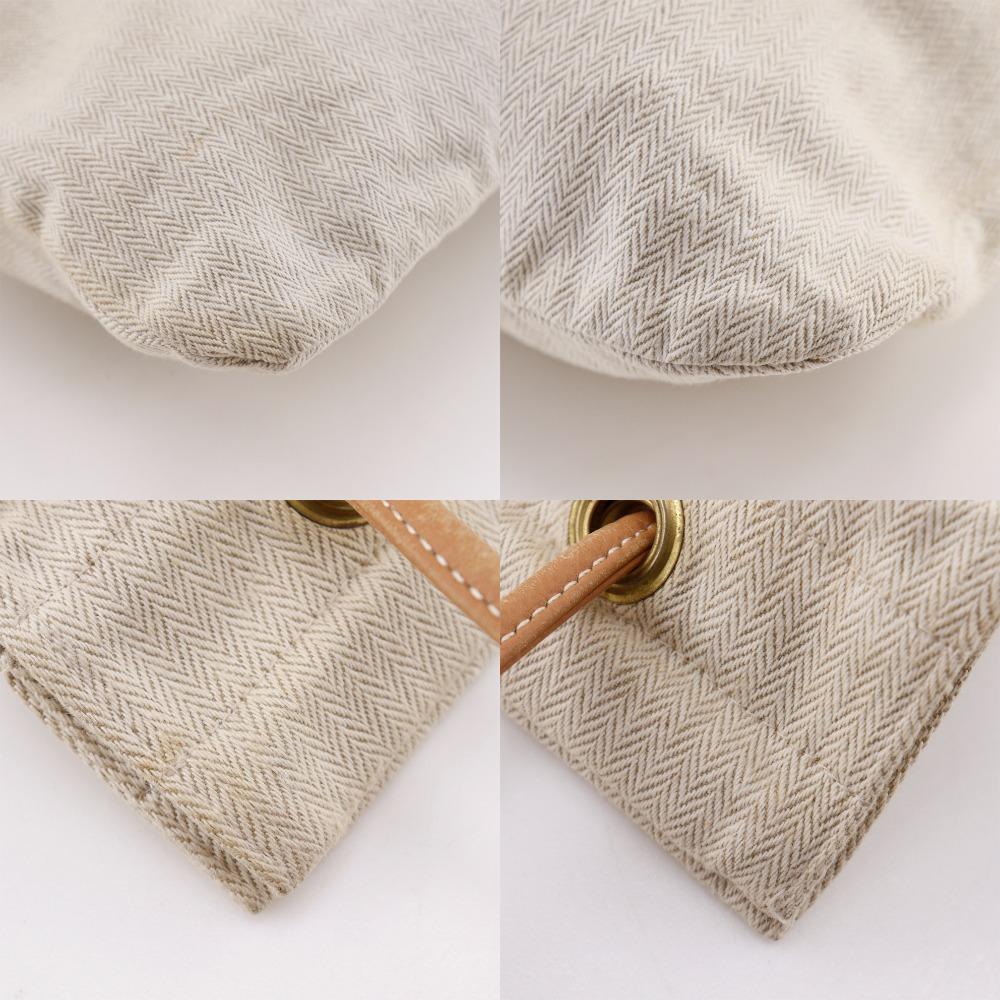 HERMES Alain GM Shoulder Bag beige canvas unisex Used