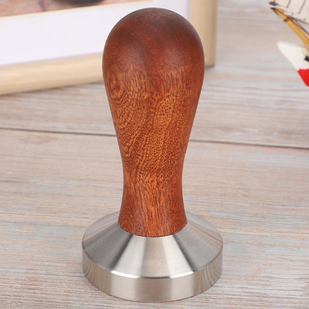 Wooden Handle Stainless Steel Coffee Tamper Flat Bottom Coffee Powder Pressing Tool Coffee Making