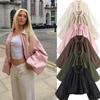 Womens Loose Fit Balloon Sleeve Blazer Jacket Solid Color Street Style Short Coat