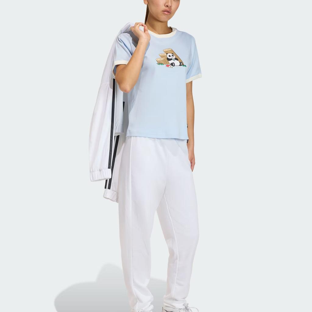 Adidas Panda Chill Спортивная Повседневная Хлопковая Футболка с Коротким Рукавом Женские топы KB7212