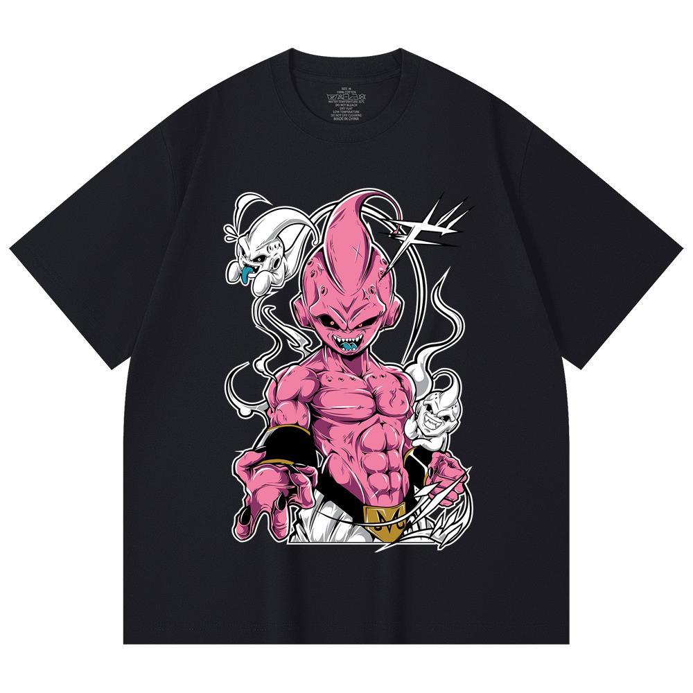 230 г/м² 100% хлопок Dragon Ball V12 Маджин Буу Принт Унисекс Плотная хлопковая футболка