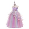 Unicorn Rainbow Mesh Dress for Girls: Festival Performance Costume