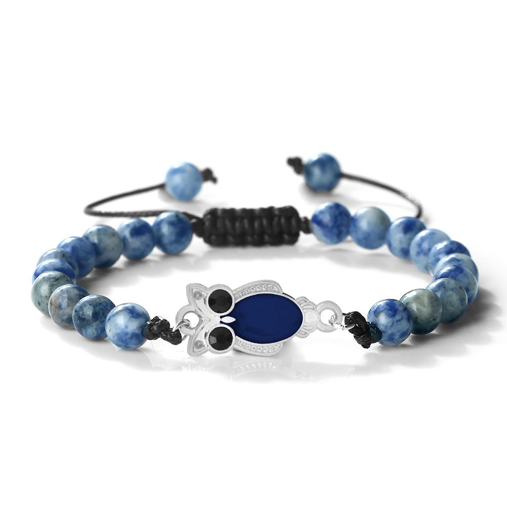 6 мм Кулон Сова Черный Матовый Браслет Для Мужчин Регулируемый Животное Шарм Браслет Бохо Готическая Бижутерия Идея Подарка Унисекс Изящный Аксессуар