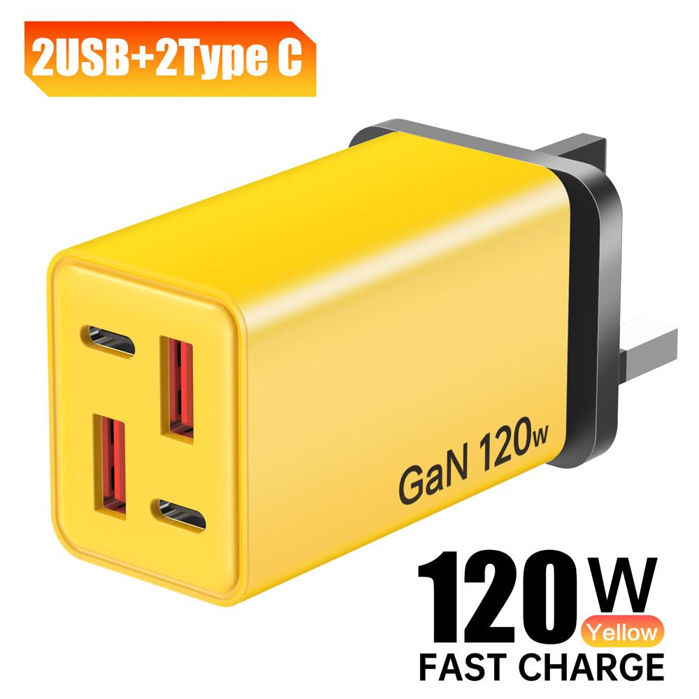 120 Вт GaN USB C Зарядное устройство с несколькими портами Быстрая зарядка Адаптер для зарядки телефона PD QC3.0 Для iPhone 16 Samsung Xiaomi Huawei Настенное зарядное устройство