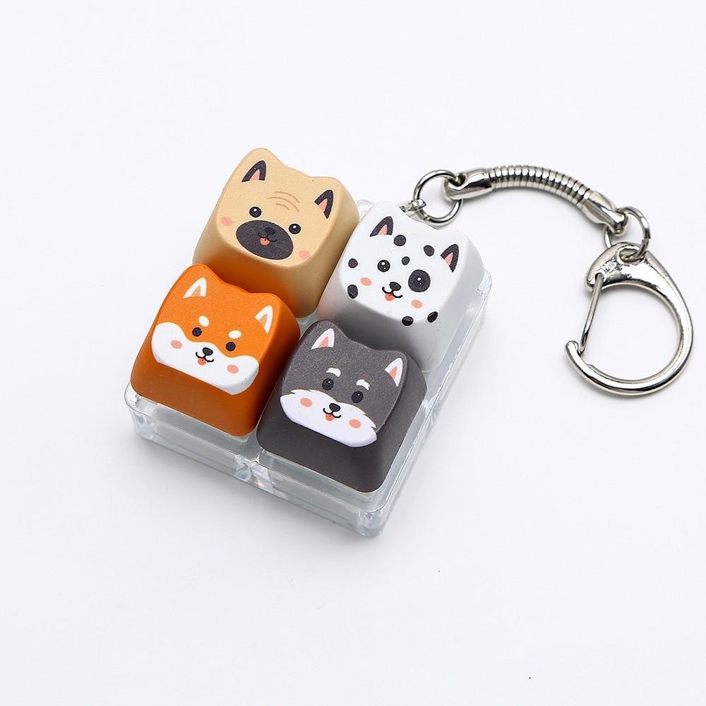 Mechanical Fidget Keychain Finger Button Calming Keychain Cat Keyboard Fidget Toy Children Adults