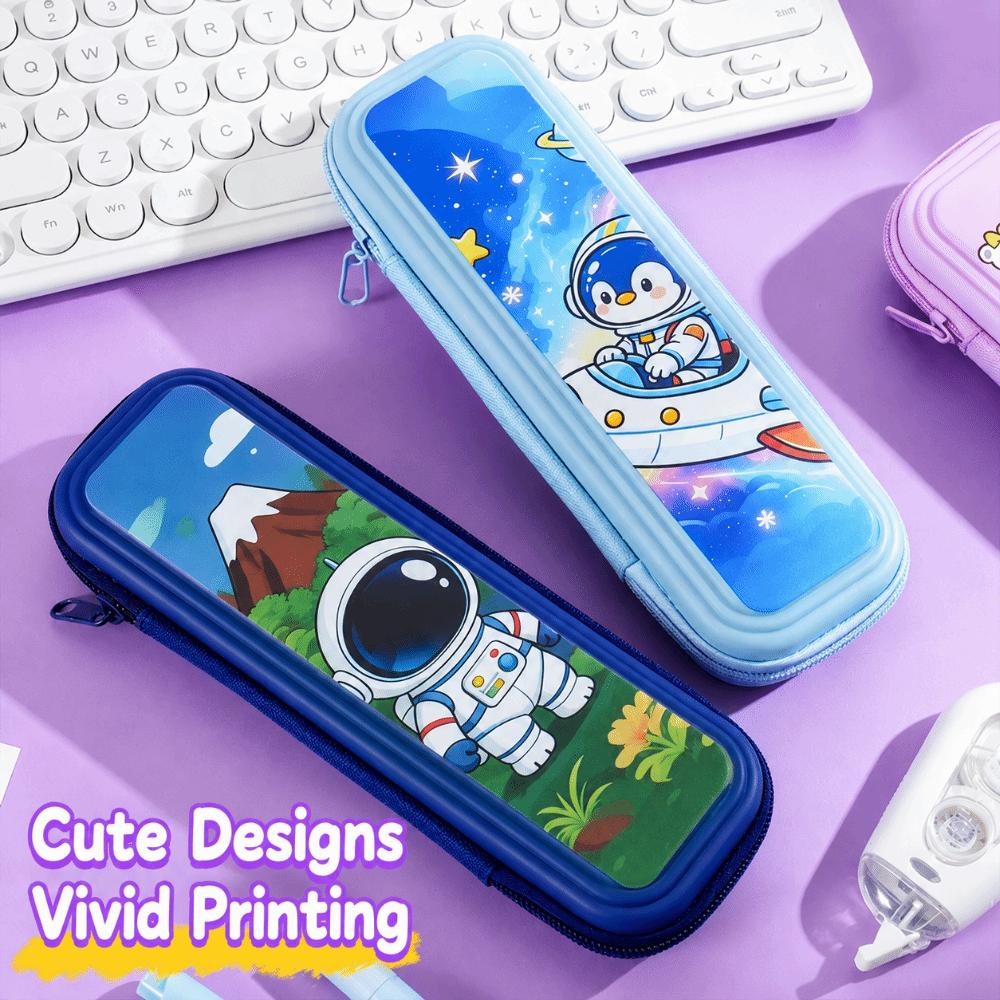 Multi-Layer Pencil Case Cartoon Print Stationery Box Kawaii Pen Bag Students