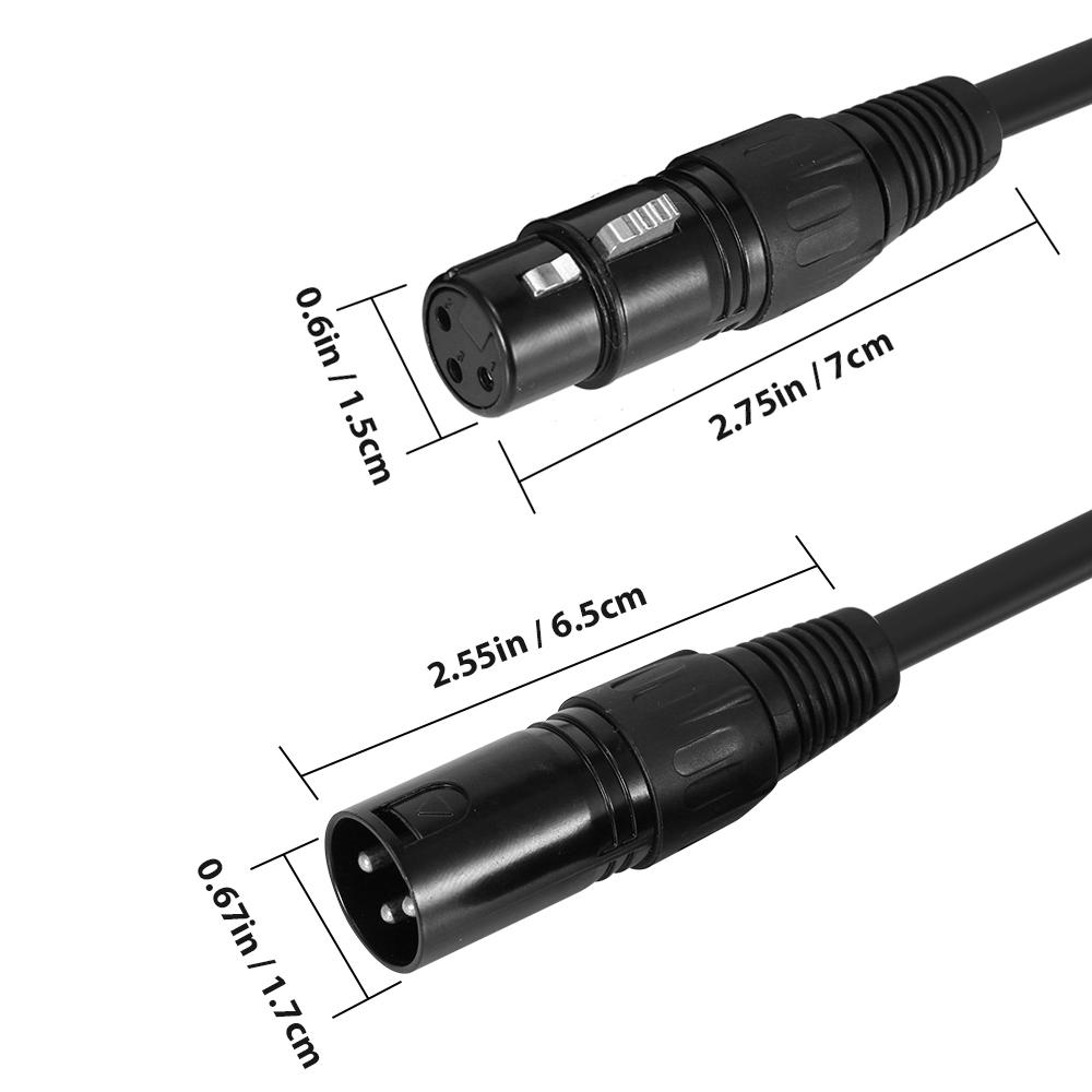 Кабель XLR 1 м/3,3 фута Кабель DMX для освещения сцены 3-контактный разъем XLR «папа-мама» Черный разъем из ПВХ для перемещения