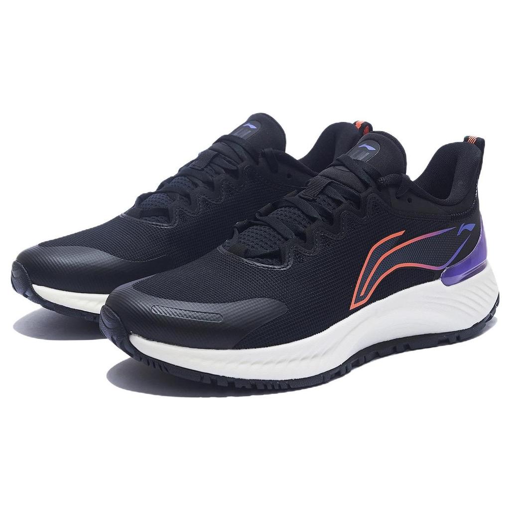Li-Ning Element Comfortable Shock Absorption Non-Slip Wear-Resistant Rebound Low-Top Running Shoes Men Sneakers Black Orange Purple ARHS007-8