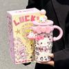 Термокружка Hello Kitty для девочек, высококачественная, с трубочкой, портативная, для студентов, детей, из нержавеющей стали, питьевая кружка, подарок