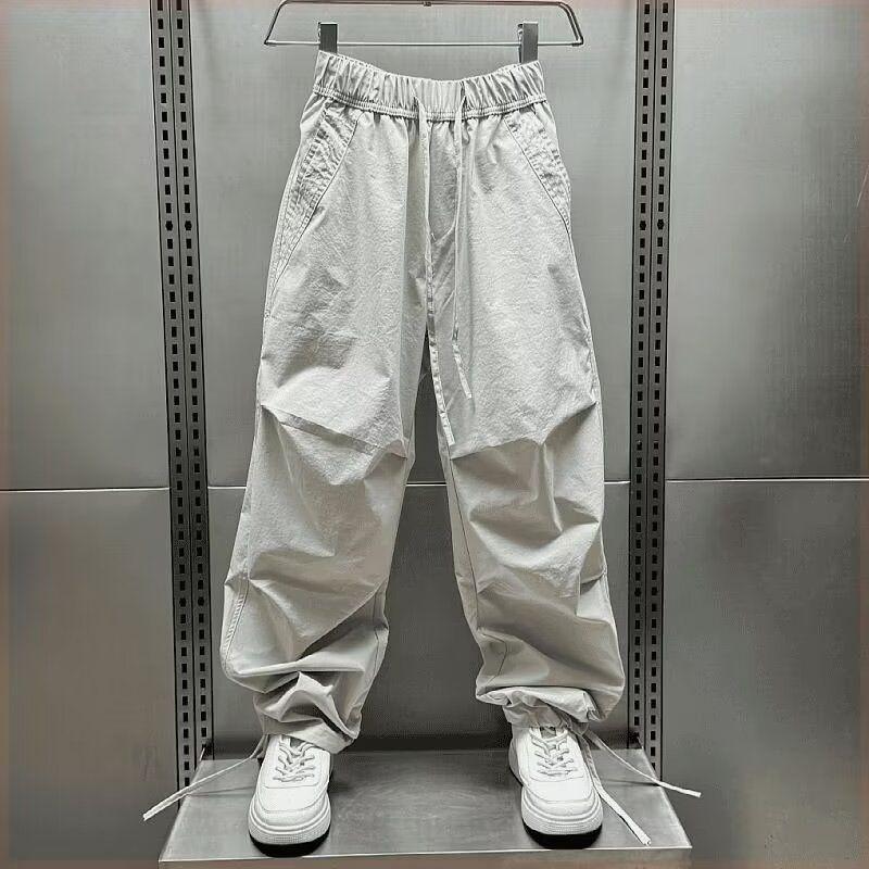New Versatile Splicing Casual Pants Tied with Dyed Autumn New Loose Tie Pants Quick-drying Fashionable Nine-point Men Pants
