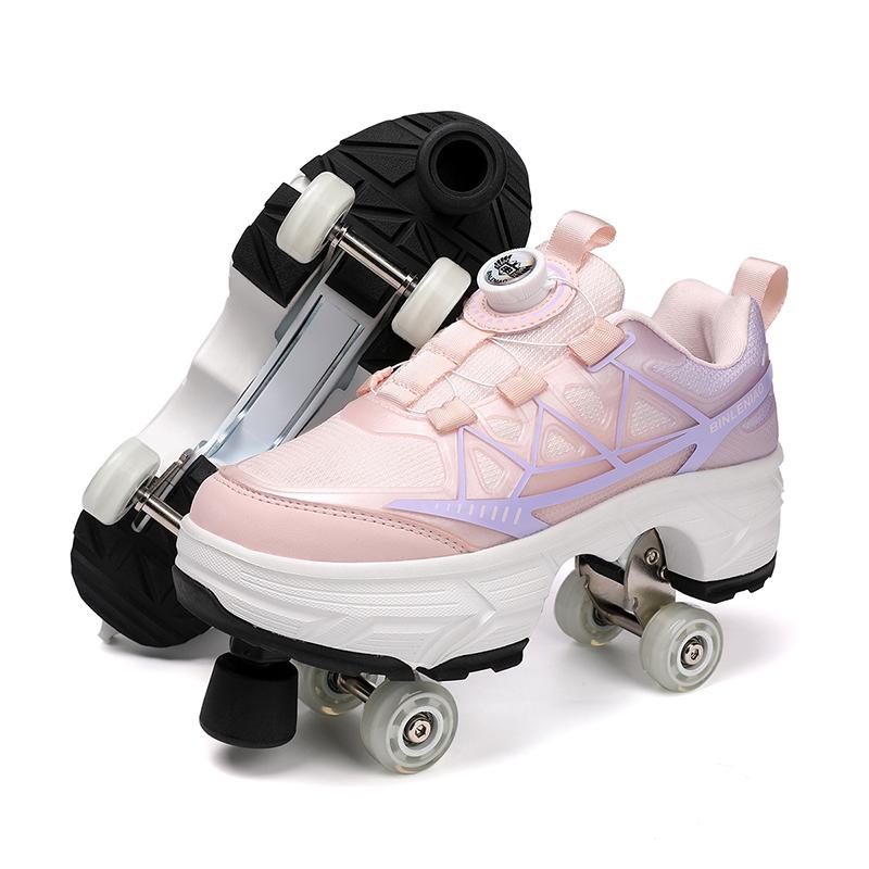 Детская/Мужская трансформируемая обувь для ходьбы на четырех колесах Мужские/Женские роликовые коньки Детские коньки Спортивная обувь для мальчиков/девочек