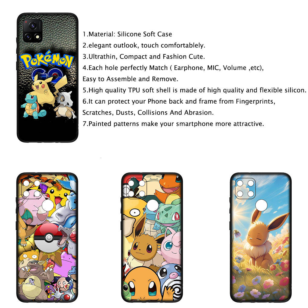 Чехол для iPhone 16 15 Xiaomi Redmi Note 14 13 12 11 Pro Max X 8 9 16e Samsung Galaxy S25 S24 S23 Moto OPPO Huawei Eevee Pokemon Pikachu Чехол для телефона