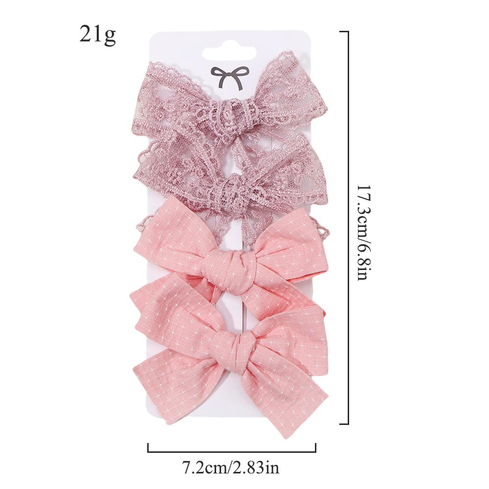 4Pcs New Lace Mesh Bow Hair Clip Hair Ring Hair Clips for Kids Fashion Headdress No Harm To Hair Baby Hair Accessories Gift