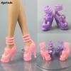 5pair/lots High-Heel Shoes for Barbie 11.5" Doll Accessories Plastic Shoes for 1:6 BJD Doll House Mini Shoes For Barbie Doll Toy