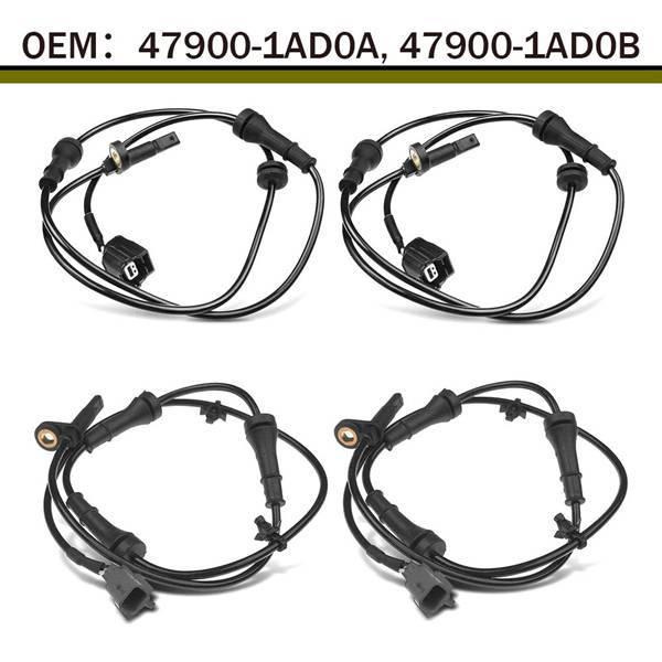 4 шт. 47900-1AD0A, 47900-1AD0B подходят для Nissan X-Trail '11-'12 передние/задние датчики скорости вращения колес.