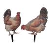 2pcs Hen Garden Stake Ornament Acrylic Stereoscopic Simulation Colorful Outdoor Chicken Ground Plug