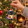 Home Christmas Decor 2 Pcs Ornament, Crystal Snowman Cat Santa Pattern Hanging Decoration, Xmas Decoration Gifts Double Sided 2D Acrylic Pendant