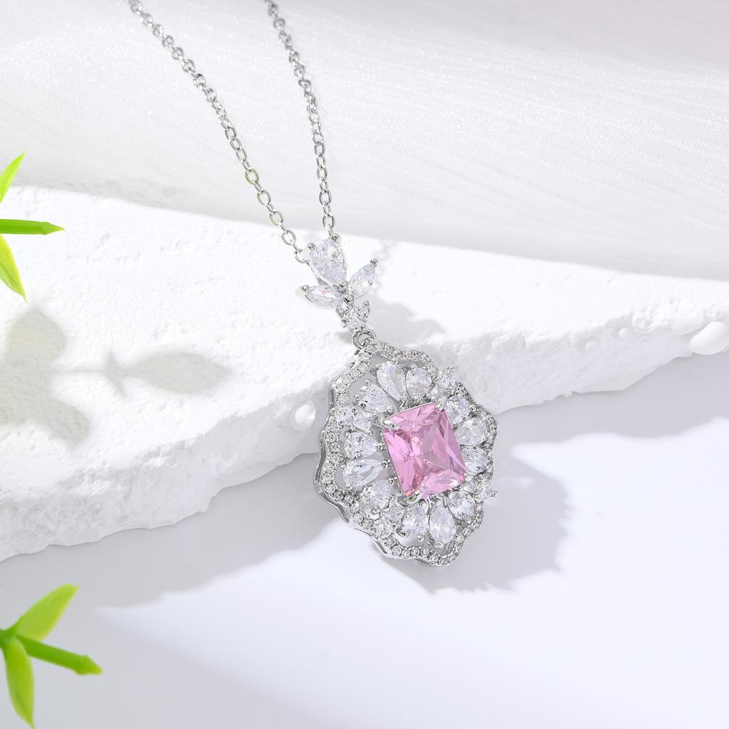 Роскошный кулон-ромб с бриллиантами из высокоуглеродистой стали, инкрустированный бриллиантами, цвета морской волны, огранки «Ледяной цветок», трендовое ожерелье, ювелирные украшения, в наличии