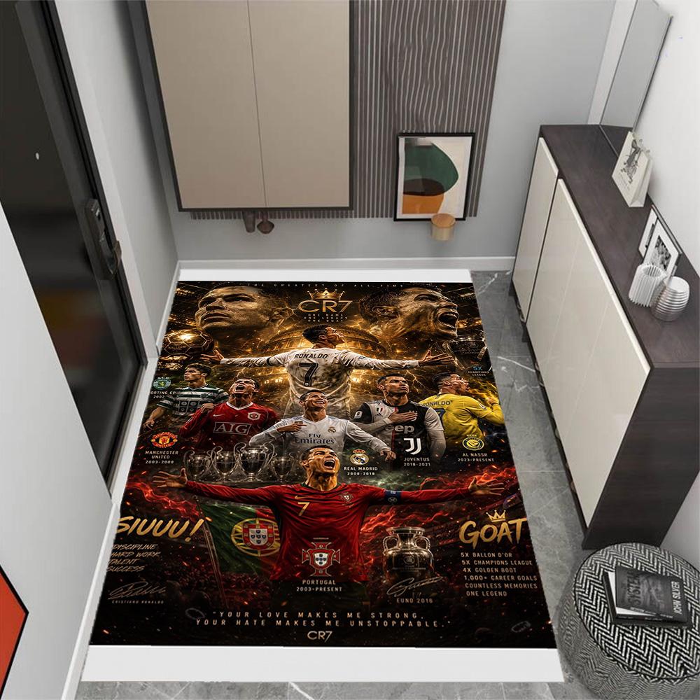 Cr7: Goat Celebration Carpet Perfect for Dormitory Playrooms Kitchen Game Room Anti-slip Rug Office home decor